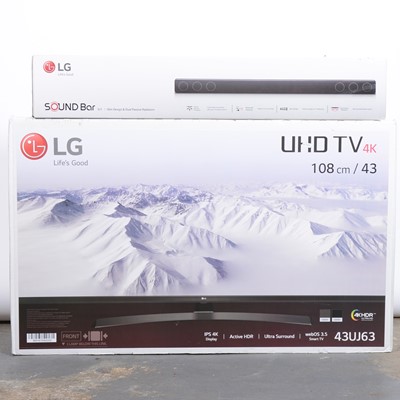 Lot 245 - A LG 43 inch 4K TV, and an LG soundbar.