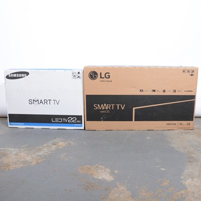 Lot 255 - Two smart televisions; a LG 28 inch and a Samsung 22 inch.