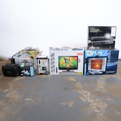 Lot 298 - Two tvs a digital tuner and various tv...