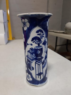 Lot 2 - Chinese blue and white porcelain gu-shape vase, pair of baluster-shape vases and others.