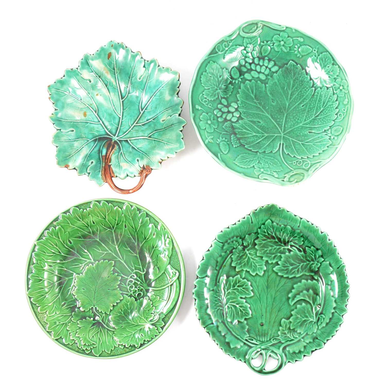 Lot 41 - Collection of Staffordshire green lead-glazed earthenware dessert plates