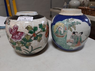 Lot 6 - Chinese famille noir and other ginger jars.