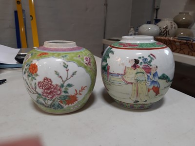 Lot 6 - Chinese famille noir and other ginger jars.