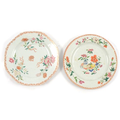 Lot 1 - Chinese porcelain octagonal shape plate, and another polychrome decorated Chinese plate.