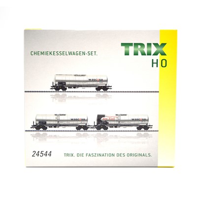 Lot 275 - Trix HO gauge model railway 3-tank set, ref 24544 'Wascosa', boxed.