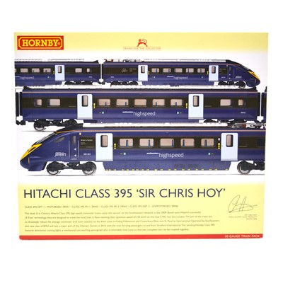 Lot 591 - Hornby OO gauge model railway locomotive set ref R3185 Hitachi class 395 'Sir Chris Hoy'