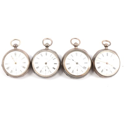 Lot 291 - Waltham - four hallmarked silver open face pocket watches