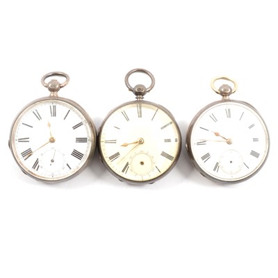 Lot 286 - Three hallmarked silver open face pocket watches.