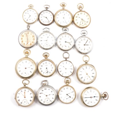 Lot 299 - Sixteen nickel and chrome-plated open face pocket watches