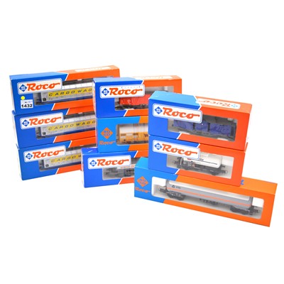 Lot 301 - Nine Roco HO gauge model railway tankers and cargo wagons