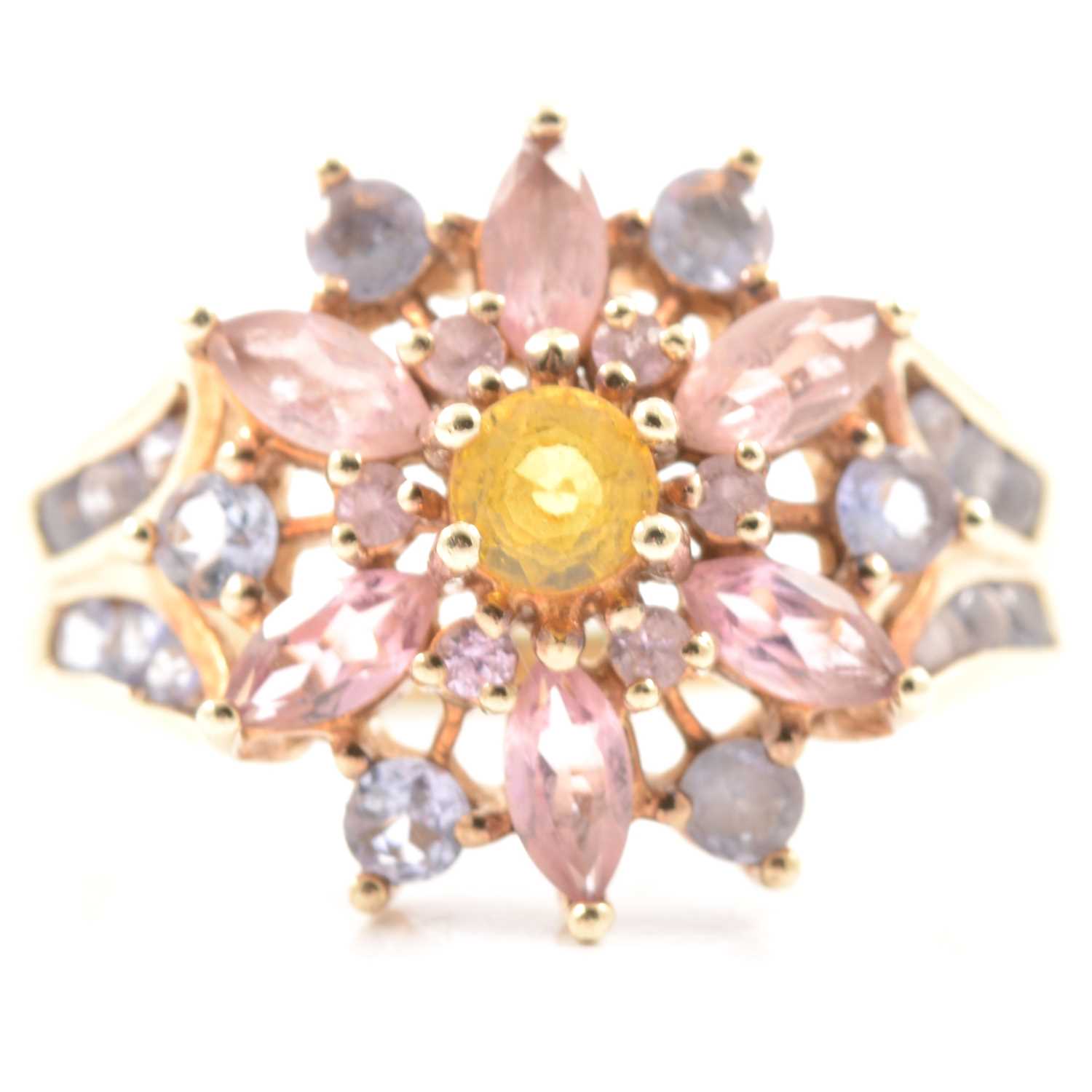Lot 48 - A multi gemstone cluster ring.