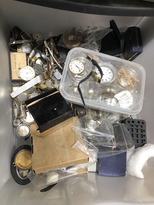 Lot 120 - Large quantity of watch movements, dials, parts, some watches, spares and repairs