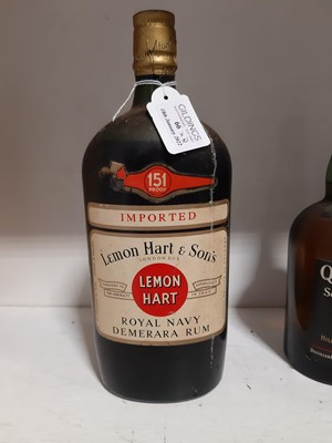 Lot 66 - Lemon Hart & Sons 151 Royal Navy Demerara Rum, Queen Anne Scotch Whisky