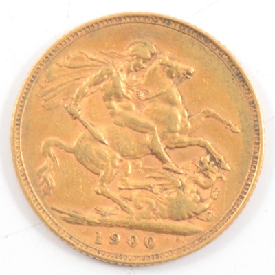 Lot 72 - Victoria Veiled Head Gold Full Sovereign, 1900, 8g