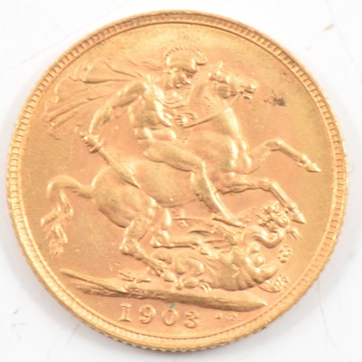 Lot 73 - Edward VII Gold Full Sovereign, 1903, 8g