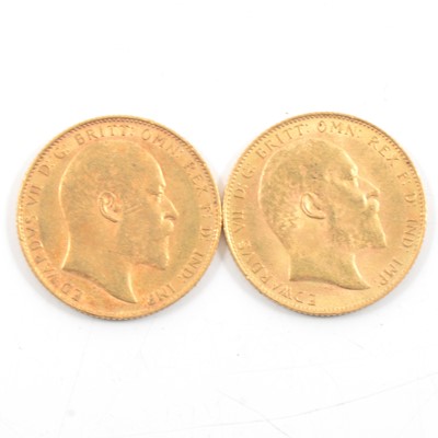 Lot 77 - Two Edward VII Gold Full Sovereigns, 1909, 16g