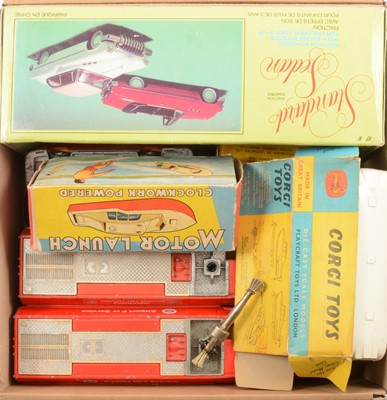 Lot 69 - One tray of vintage models including A.Wells & Co clockwork motor launch speed boat