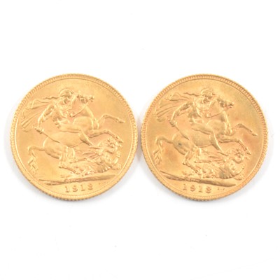 Lot 81 - Two George V Gold Full Sovereigns, 1913, 16g