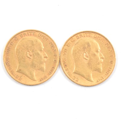 Lot 84 - Two Edward VII Gold Half Sovereigns, 1905/1906, 8g