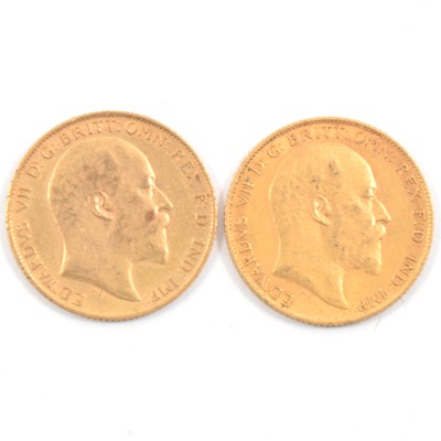 Lot 85 - Two Edward VII Gold Half Sovereigns, 1908, 8g