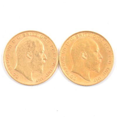 Lot 86 - Two Edward VII Gold Half Sovereigns, 1908/1909 8g