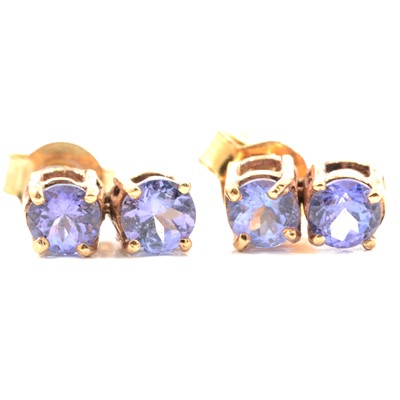 Lot 166 - A pair of tanzanite earrings.