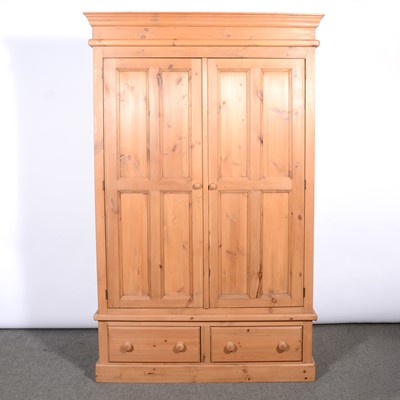 Lot 347 - Modern pine double wardrobe