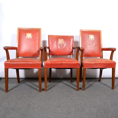 Lot 421 - Three municipal elbow chairs