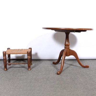 Lot 397 - Mahogany tripod table an a stool