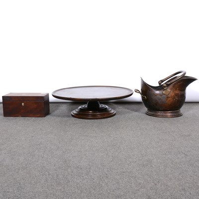 Lot 417 - Lazy Susan, coal scuttle and tea caddy