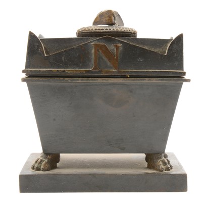 Lot 76 - French bronze encrier, designed as Napoleon's sarcophagus
