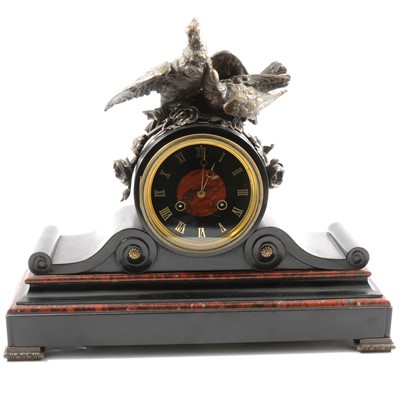 Lot 102 - Late Victorian slate and marble mantel clock