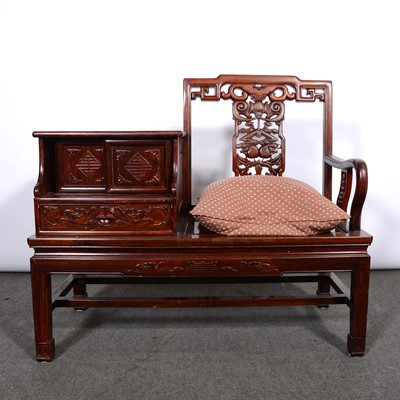 Lot 332 - Chinese carved hardwood telephone table