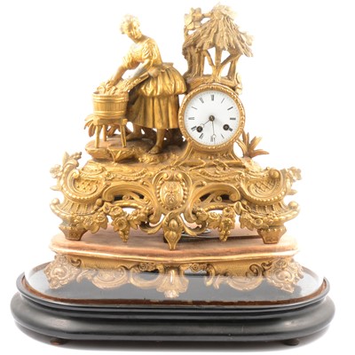 Lot 123 - Late 19th Century gilt spelter mantel clock