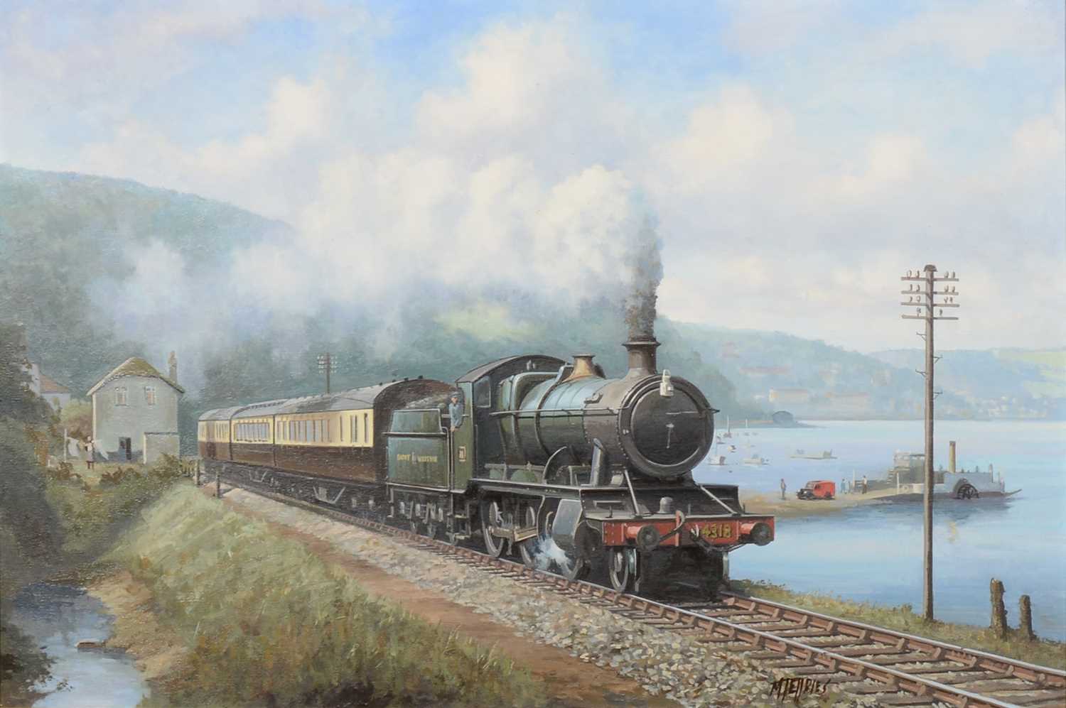 Lot 185 - M Jefferies, Coastal steam train,
