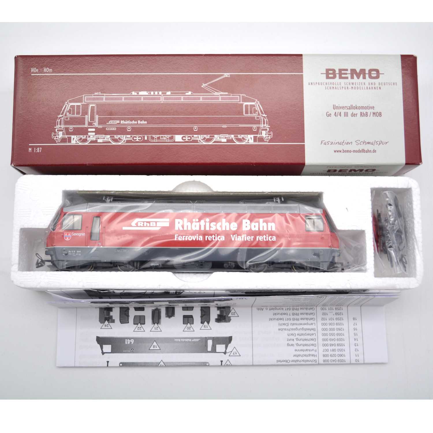 Lot 504 - Bemo HOe model railway locomotive ref 1259 164 RhB Ge 4/4 III 644, boxed.