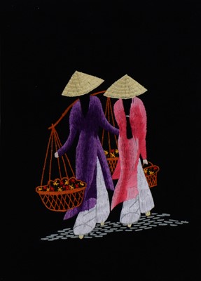 Lot 191 - A collection of modern Chinese and Eastern embroidered pictures