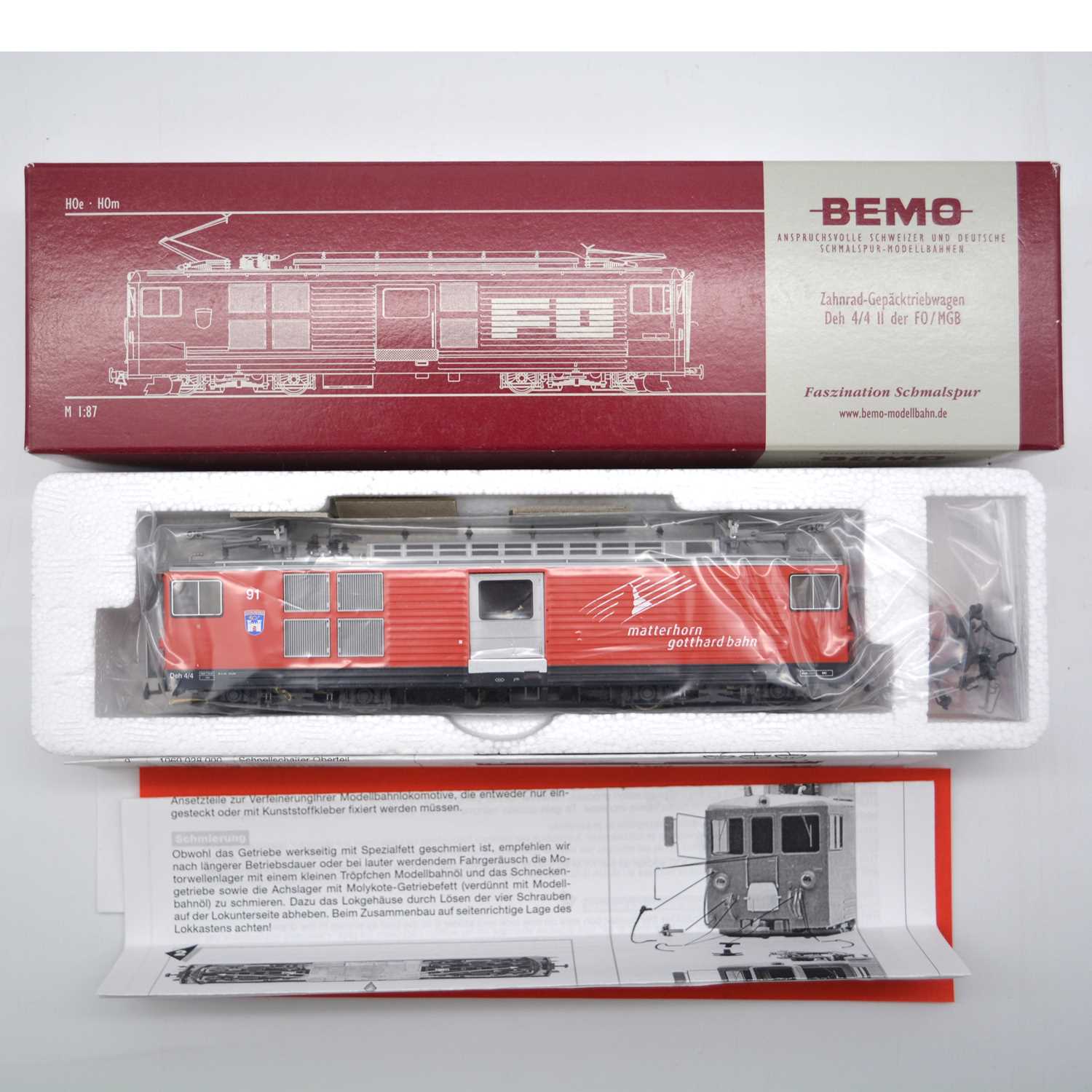 Lot 510 - Bemo HOe model railway locomotive ref 1264 251 MGB Deh 4/4 91