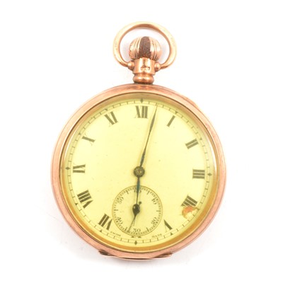 Lot 279 - A 9 carat yellow gold open face pocket watch.