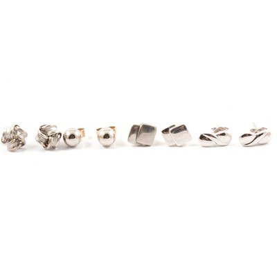 Lot 168 - Four pairs of new white metal earrings, marked 375.