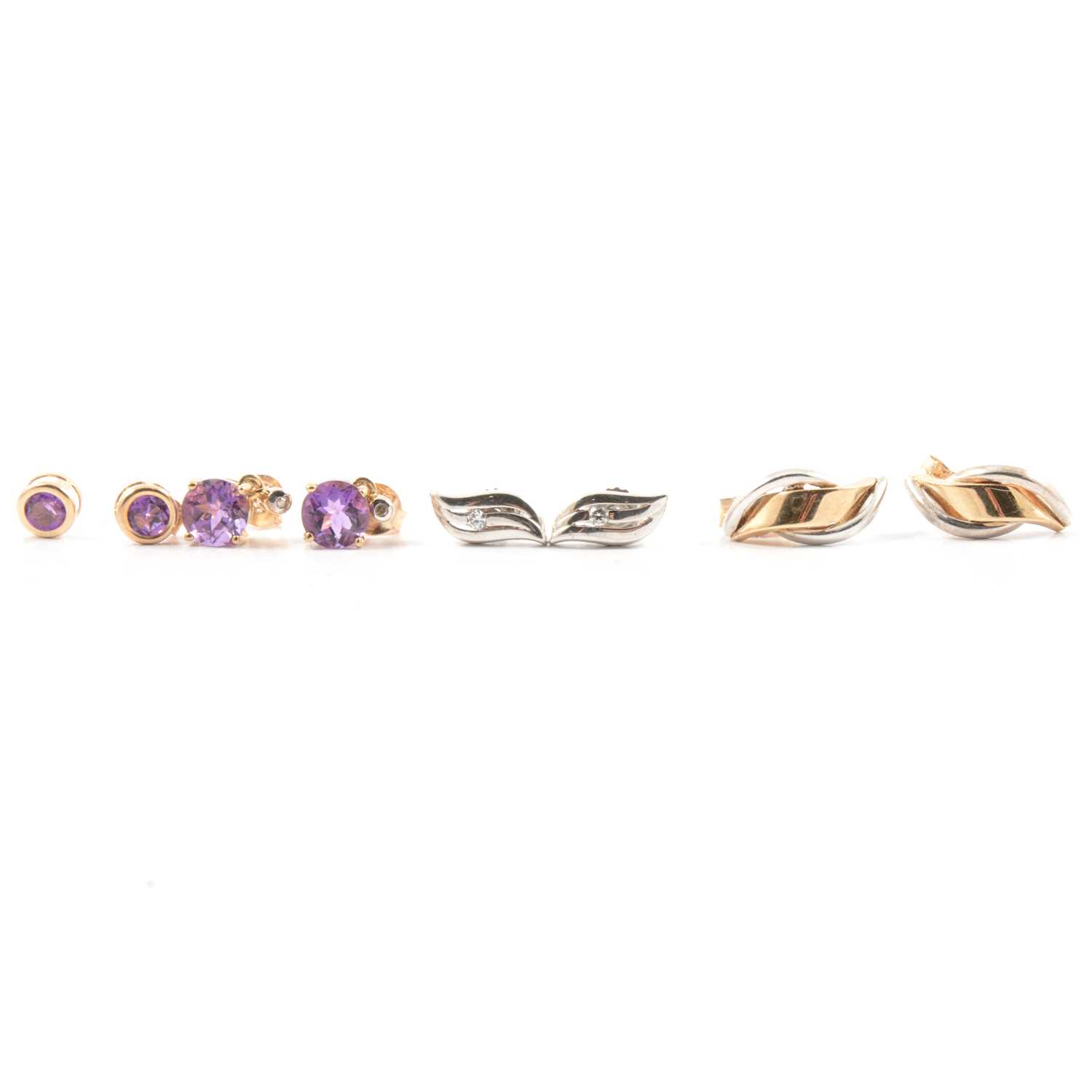 Lot 145 - Three pairs of new gemset earrings and a new bi-colour pair of earrings.