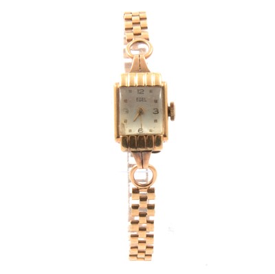 Lot 348 - Ebel - a lady's 9 carat yellow gold bracelet watch.