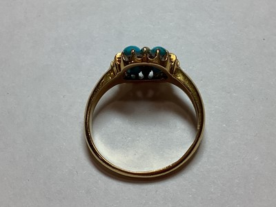 Lot 54 - A turquoise and seed pearl dress ring.