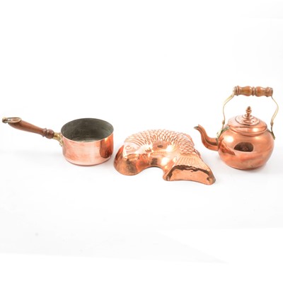 Lot 115 - Copper kettles, moulds, etc.
