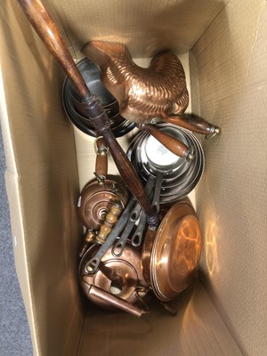 Lot 115 - Copper kettles, moulds, etc.