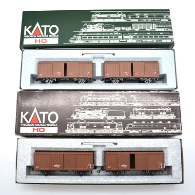 Lot 577 - Kato HO gauge model railways wagon sets, two ref 1-808, both boxed.
