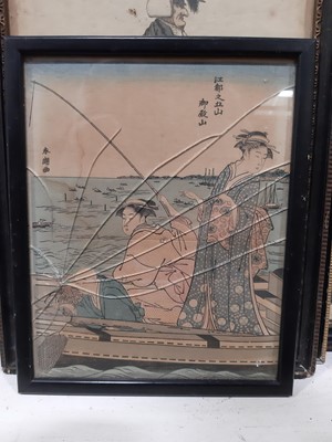 Lot 207 - Collection of prints including three Japanese woodblock prints