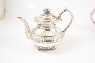 Lot 68 - George IV silver four-piece tea service, Rebecca Emes and Edward Barnard, London 1821