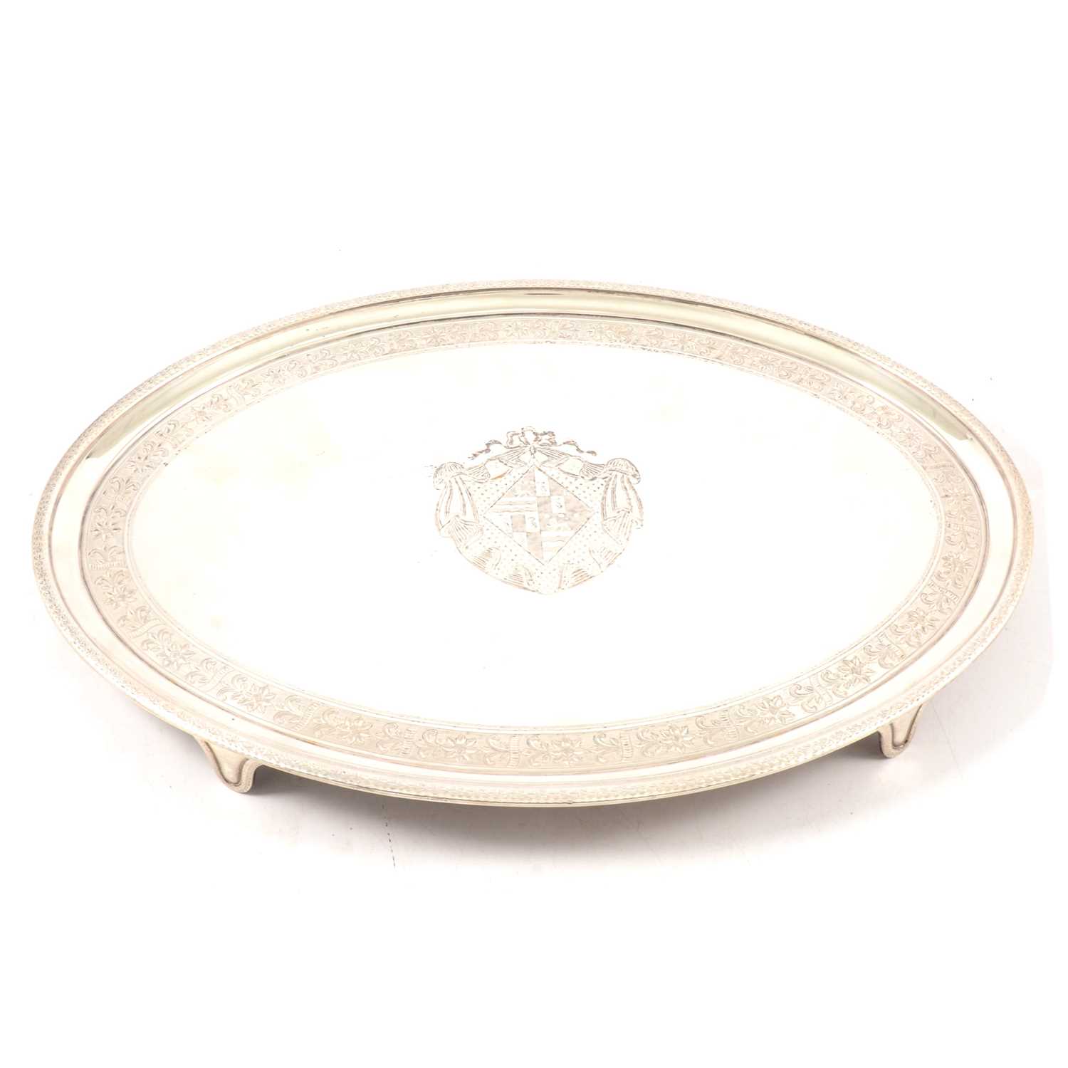 Lot 61 - George III silver tray, probably John Crouch I and Thomas Hannam, London 1793