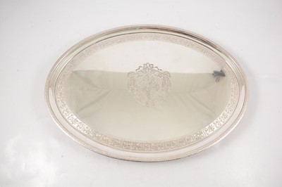 Lot 61 - George III silver tray, probably John Crouch I and Thomas Hannam, London 1793
